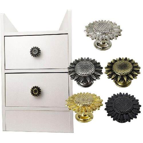 1x Sunflower Shape Zinc Alloy Furniture Handle Door