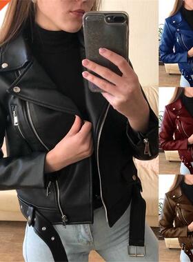 2022 leather jacket, women's jacket, top, short locomotive c