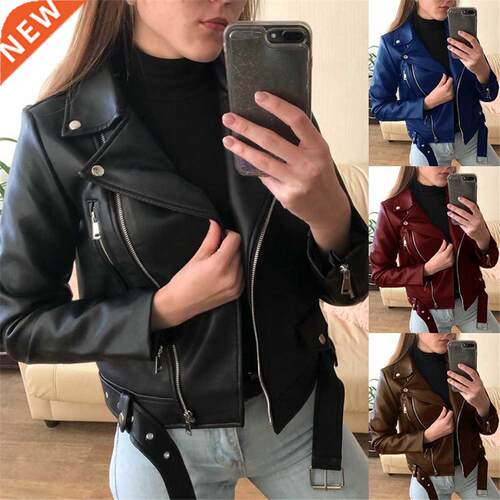 2022 leather jacket, women's jacket, top, short locomotive c