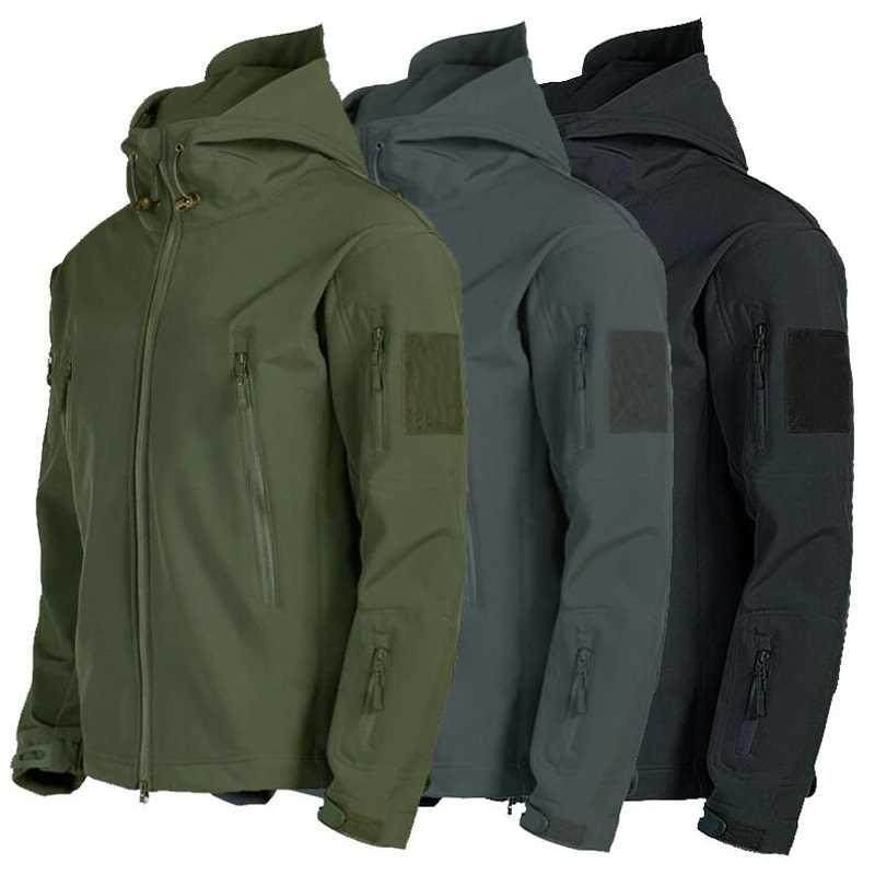 Softshell Tactical Jackets Men Windproof Waterproof Hooded F