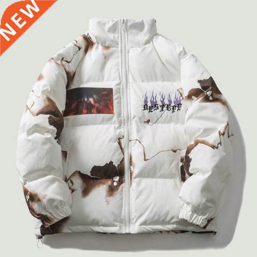 2021 Winter Oversize Parkas Jacket Men Hip Hop Setwear Embro
