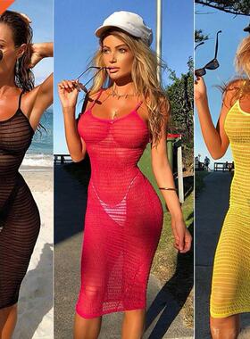Women Sexy Crochet Mesh Swimwear Beach Dress Bikini Cover Up