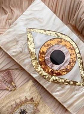 Ethnic Evil Eye Bag Purse Acrylic Box Clutches Travel Lady P