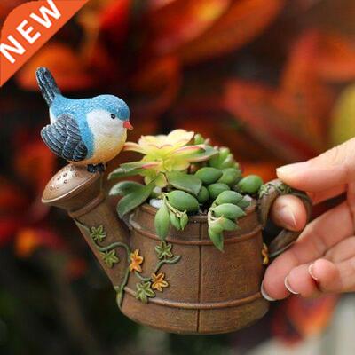 Creative Mini Resin Bird Shower Flower Pot Home Balcony