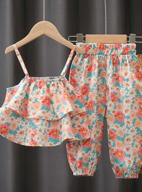 2022 new summer baby girl clothes kids outfit set Sling top