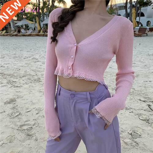 Pink Black Green Black Women Cardigans 2022 Fashion Slim Lad