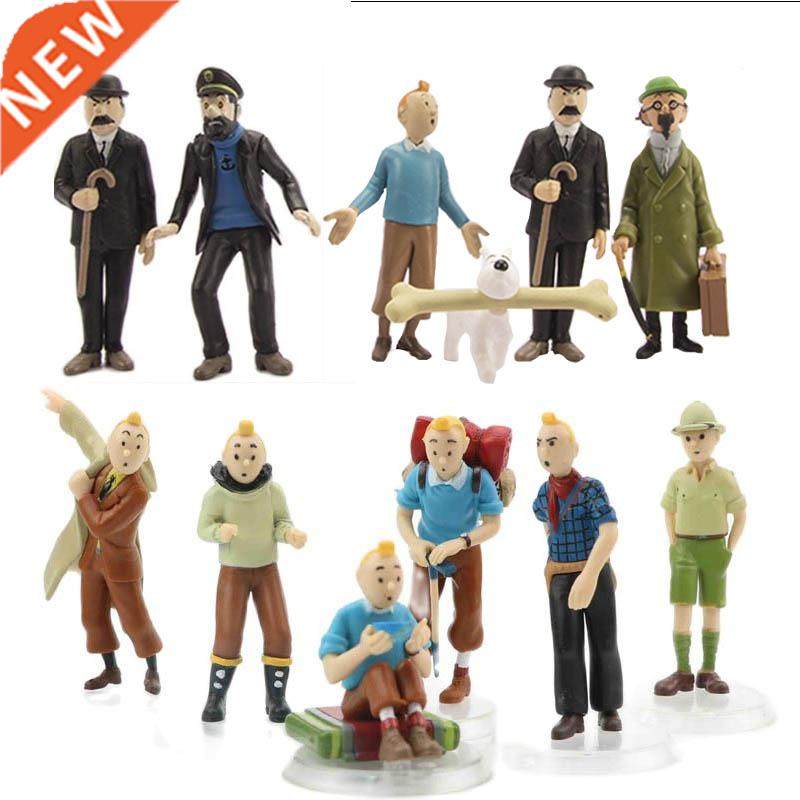 New 6pcs/set 8cm Anime Cartoon The Adventures of Tintin Acti