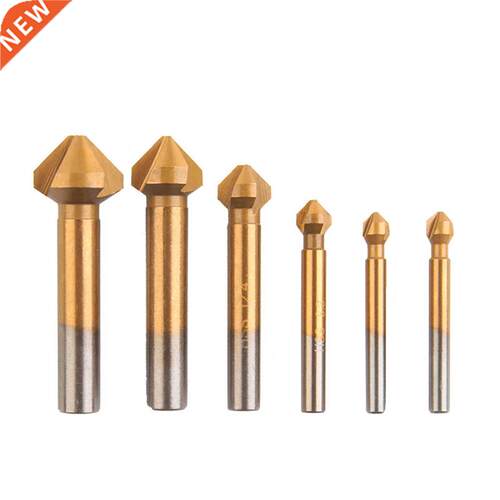 6Pcs 90 Degree 3 Flute Titanium Coating Chamfering Cutter Dr