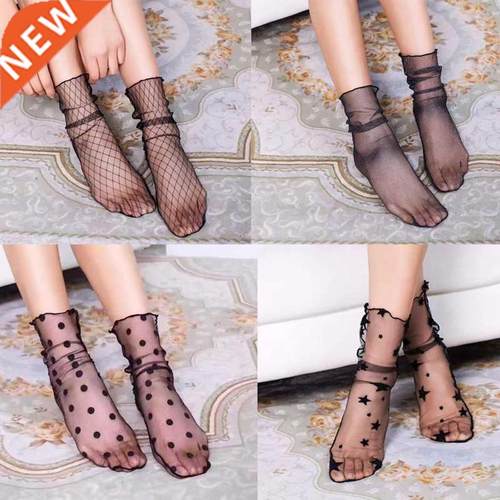 Spring and Summer Retro Lace Floral Mesh Women Socks Thin Mi