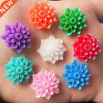 New  10pcs 20mm AB Resin Cute Flower Flatback Stone Weddi