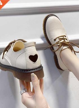 Women Sneakers Lace up Leather low heel grils love shoes Non