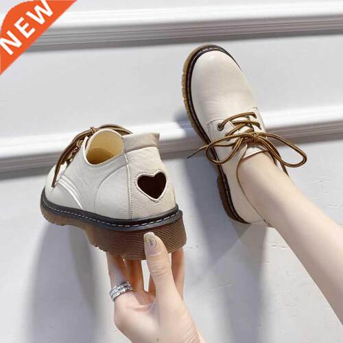 Women Sneakers Lace up Leather low heel grils love shoes Non