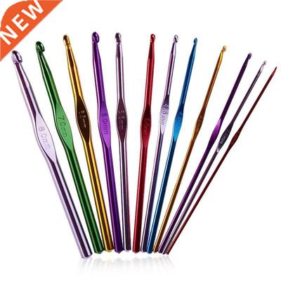 12Pcs New Metal Handle Crochet Hook Knitting Needles Set Alu