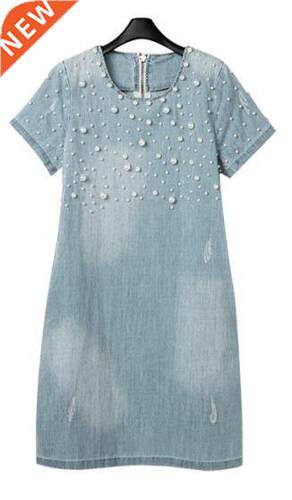 M-5XL Plus Size Denim Blue Maternity Dress for Pregnant Wome