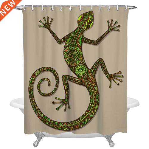 Tribal Gecko Shower Curtains for Bathroom Waterproof Fabric