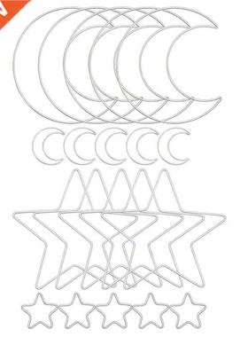 Moon Star Dream Catcher Metal Hoop Rings Circle Macrame For