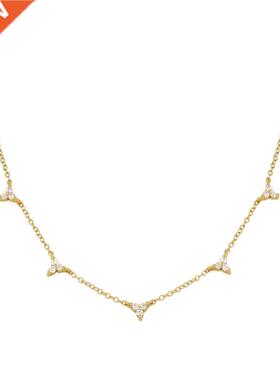 CANNER Three Diamond Clavicle Necklace For Women 925 Sterlin