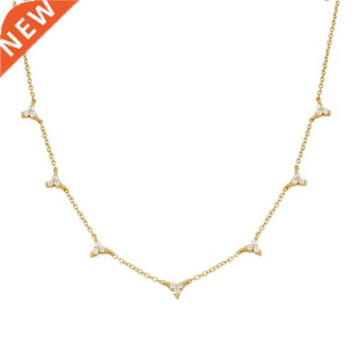 CANNER Three Diamond Clavicle Necklace For Women 925 Sterlin
