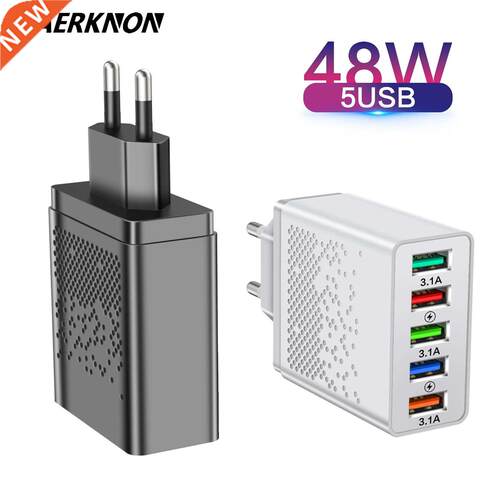 48W 5USB Charger Fast Charging QC3.0 Travel Charger For iPho