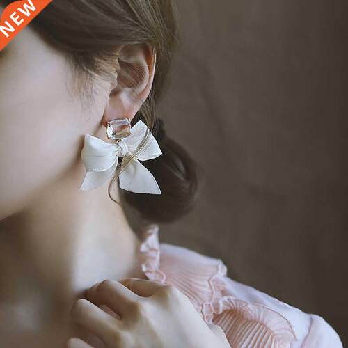 AENSOA 2021 New Jewelry Korean Sweet Black White Bowknot Wom