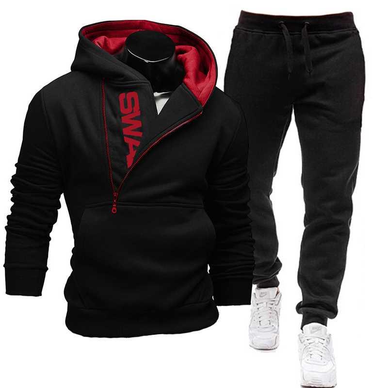 Autumn Winter Tracksuit Men 2 Pieces Set Sweatshirt + Sweatp