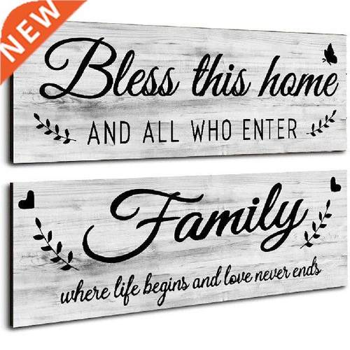 2pcs Wooden Signs Bless This Home F Farmhouse Wall Art