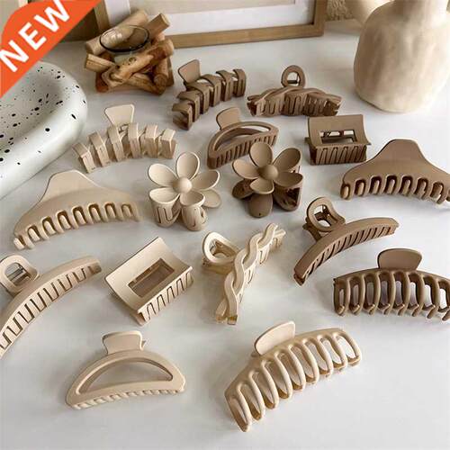 1Pcs Korean Coffee Beige Large Hair Claw Acrylic Hairpin Geo