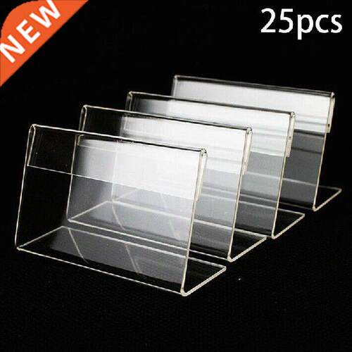 25Pcs Plastic Desk Sign Label Frame Acrylic L-shaped