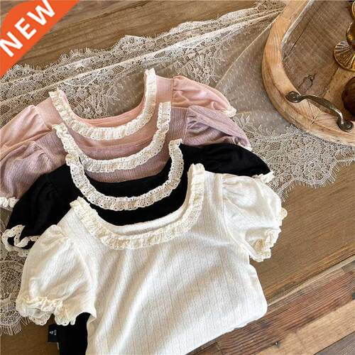 deer jonmi 2022 Summer New Korean Style Baby Girls Lace Prin