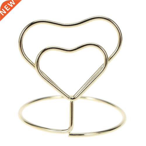 10pcs Heart Shape Place Memo Card Holder Wire Table Number H