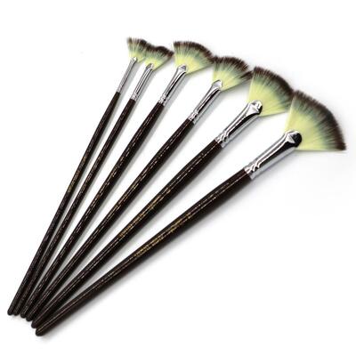 6Pcs Fan shaped Nylon Hair Gouache Watercolor Paint Brush S
