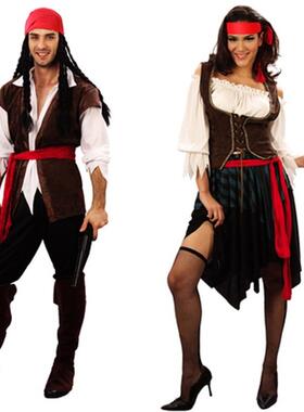 Pirate Costumes for Women Men Adult Halloween Male Captain J