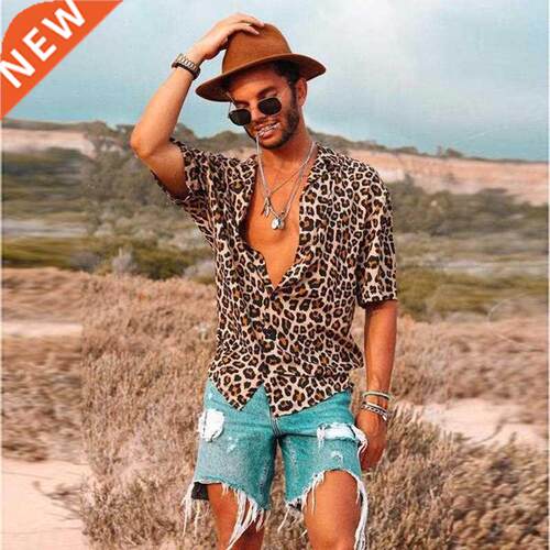 2022 European and American new leopard print men's shirt top