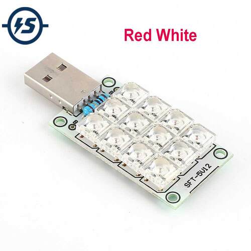 DC 5V USB Lamp 12-LED Super Bright White / Red Piranha LED B