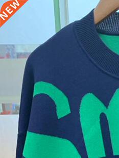 Women's Letters O-Neck Knit Sweater Female Long-Sleeved Casu