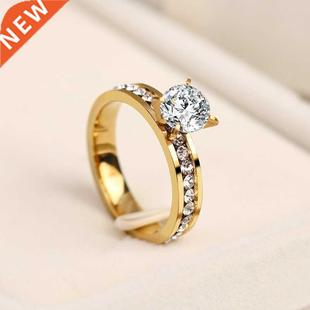 CACANA 316L Stainless Steel Ring Crystal Rings For Women Cir