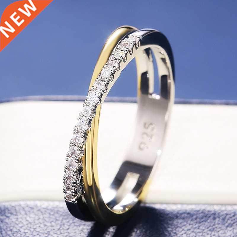 Huitan Classic Simple X Shape Cross Women Ring Luxury CZ o