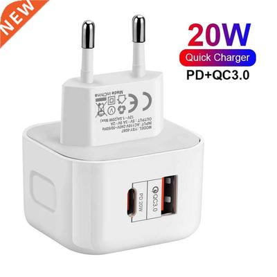 PD 20W Type C Charger 2 Ports Quick Charge QC3.0 USB-C Fast