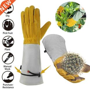 1 Pair Leather Breathable Gauntlet Gloves Rose Pruning Long