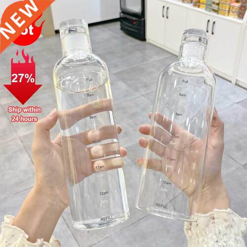 750ml Large Capacity Glass Water Bottle With Time Marker ver