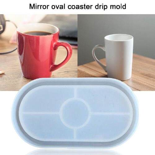 DIY Flowerpot Mirror Oval Coaster Epoxy Reusable 3D Mold