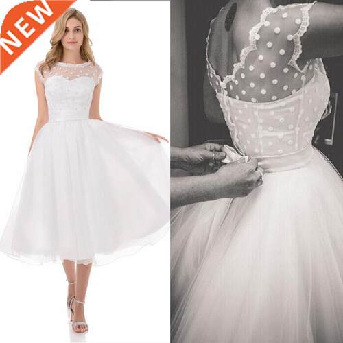 Short Wedding Dresses White Organza Ball Gown Woman Mid Calf