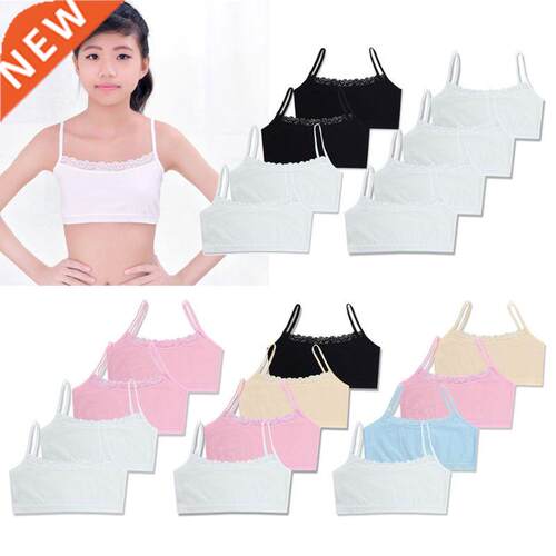 4pcs/set Lace Cotton Young Girls Training Bra Kids Vest Teen