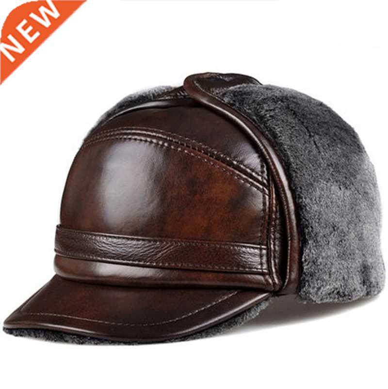RY0201 Male Winter Warm Ear Protection Bomber Hat Man Genuin