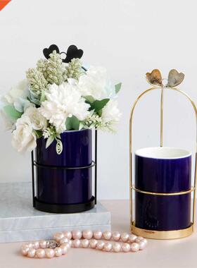 Nordic Style Dark Blue Vase Hanging Flower Pot Office Home
