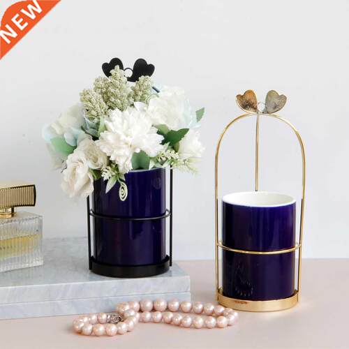 Nordic Style Dark Blue Vase Hanging Flower Pot Office Home