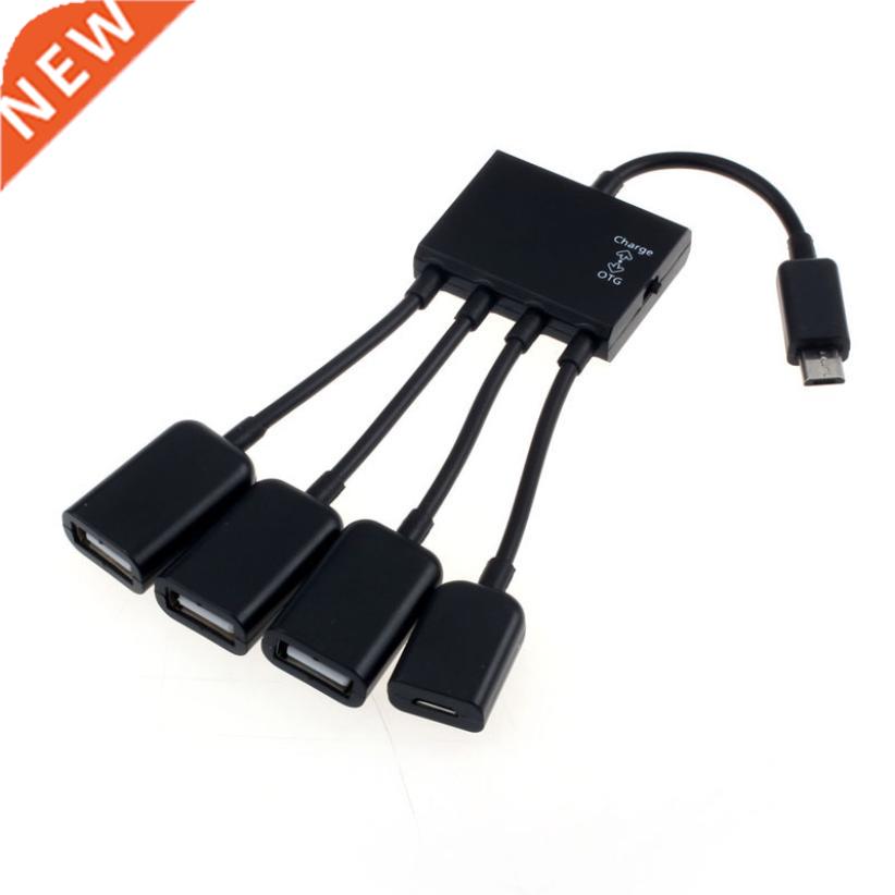 Black 4 Port Micro USB Power Charging OTG HUB Cable For Smar