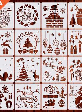 16pcs/set  Merry Christmas Drawing Stencil Templates Embo