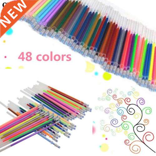 48Pcs Gel Pen Set Refills Metallic Pastel Neon Glitter Sketc
