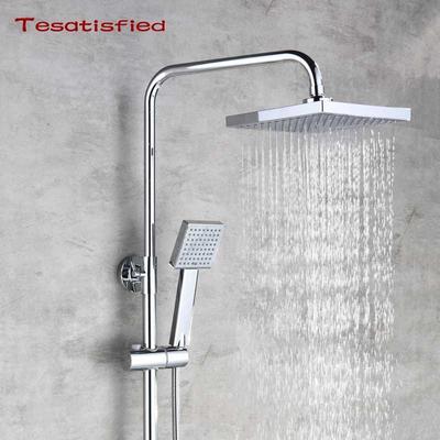 Universal Square Chrome Hand held Showerhead Water saving A